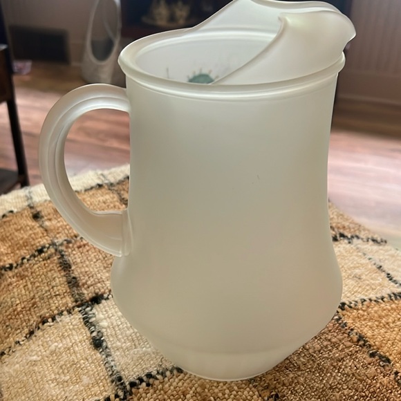 Vintage Frosted atomic Water Lemonade Glass Pitcher 9-1/8"h MCM - Picture 3 of 7